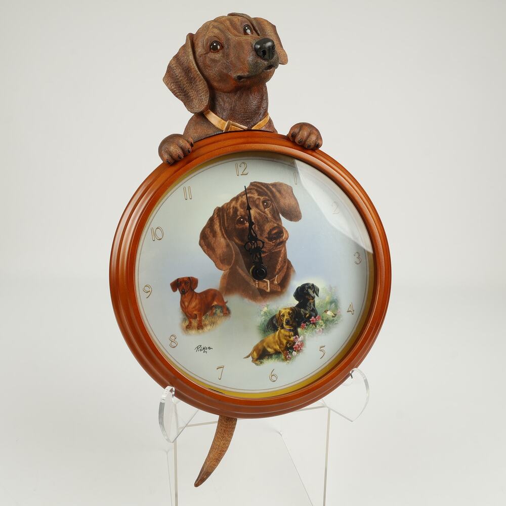 Bradford Exchange Dachshund Tail Waggin Tim Collector's Clock Linda Picken